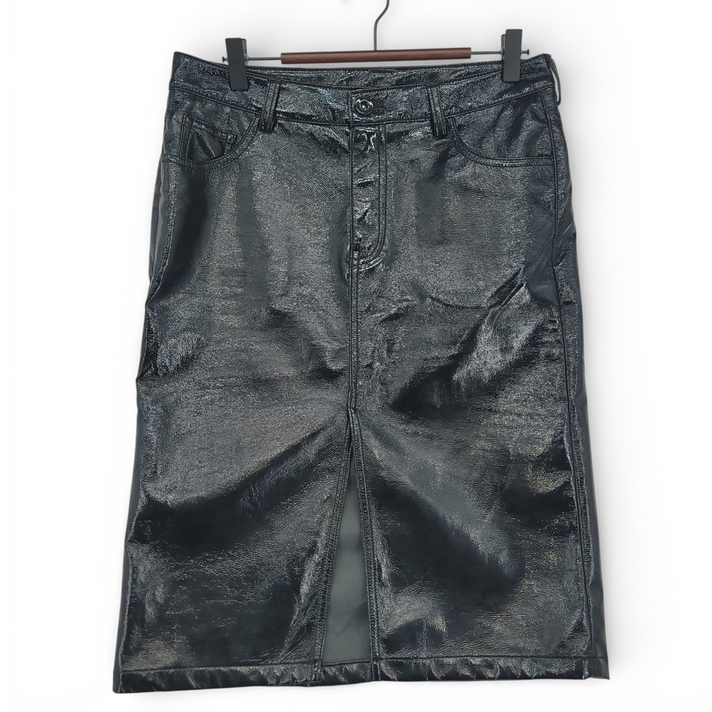 Divided H&M Women 4 Faux Leather‎ Pencil Skirt Black Y2K Street